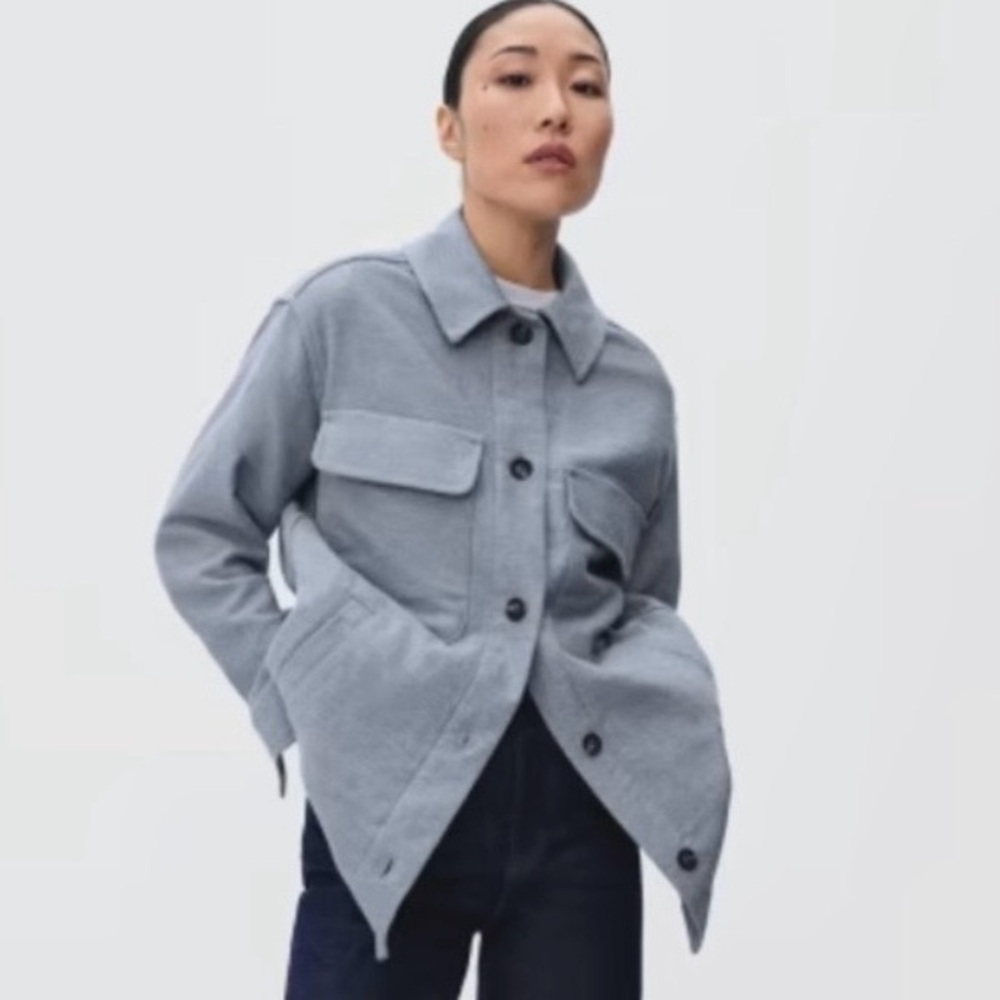 Everlane Oversized Blue Grey Shacket Shirt Jacket Unisex